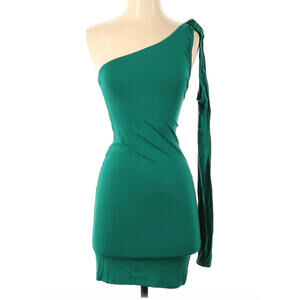 ASOS Green One Shoulder Long Sleeve Sexy Bodycon Dress Women's Size 2